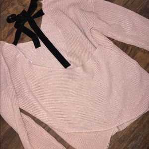 Super cute pink francescas tie up sweater s nwt